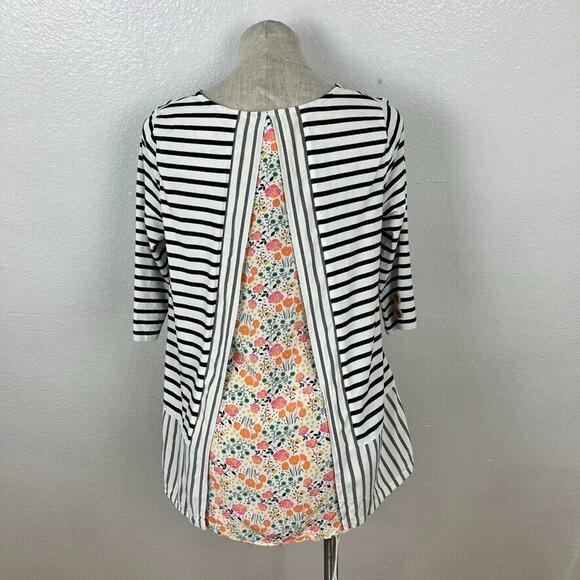 Matilda Jane Joanna Gaines Tunic Harvest Days Size M Stripe Floral 3/4 Boho - Picture 1 of 7